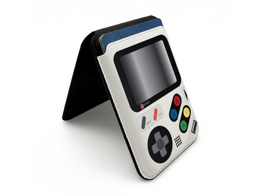 Retro Video Game Magnetic Phone Wallet with Kickstand for Smartphone Cellphone